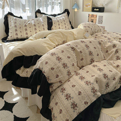 Juego de Cama Algodón Lavado Encaje Tulipán Estilo Coreano 4 Piezas - Image 18