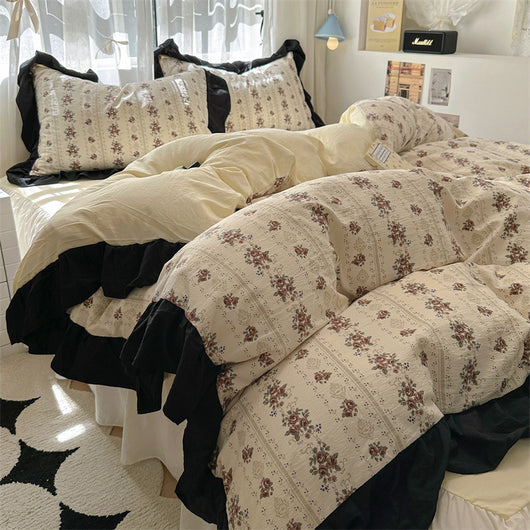 Juego de Cama Algodón Lavado Encaje Tulipán Estilo Coreano 4 Piezas - Image 18