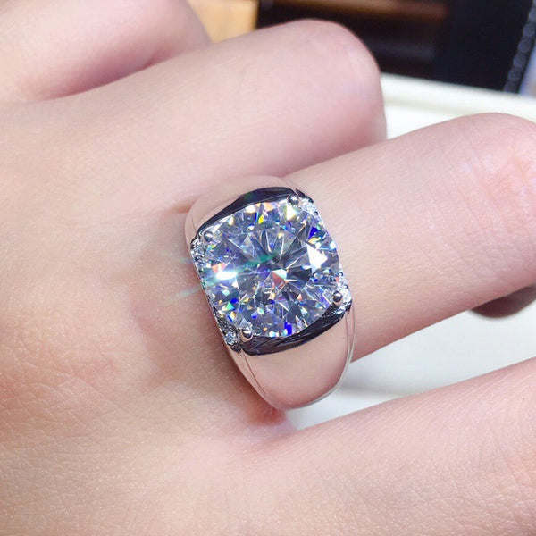 Anillo Abierto Moissanita 5 Quilates Ocho Corazones Ocho Flechas Baño PT950