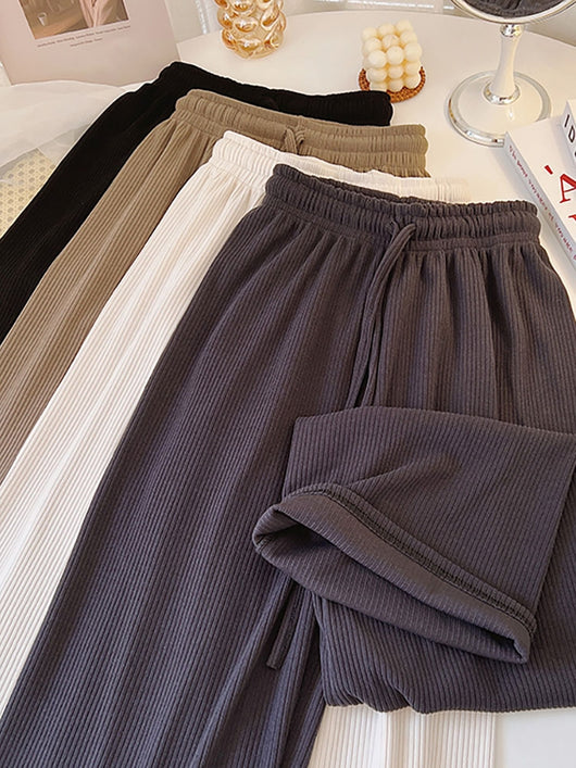 Pantalones Casuales Cintura Alta con Cordón Ajustable Mujer - Image 8