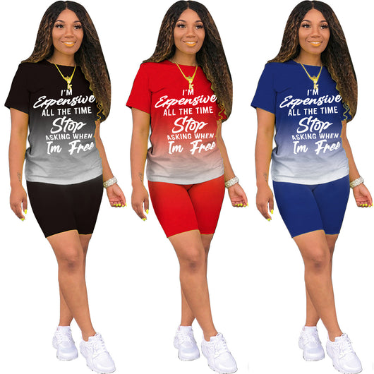 Traje Casual Mujer con Estampado de Letras y Degradado - Image 5