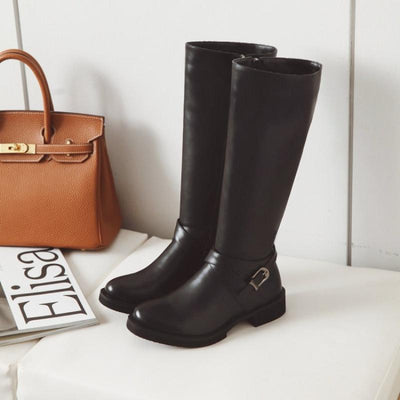 Botas Altas de Cuero PU con Hebilla - Estilo Ecuestre Elegante - Image 11