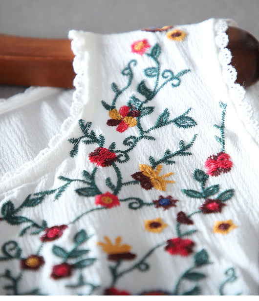 Blusa Retro Holgada con Bordado Floral - Image 19
