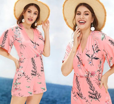 Enterizo Corto Casual con Escote Profundo y Estampado - Image 10