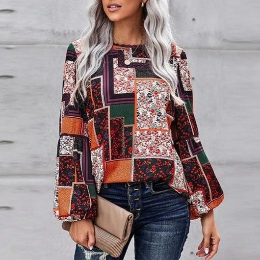 Blusa con Mangas Abullonadas Estampada - Image 6