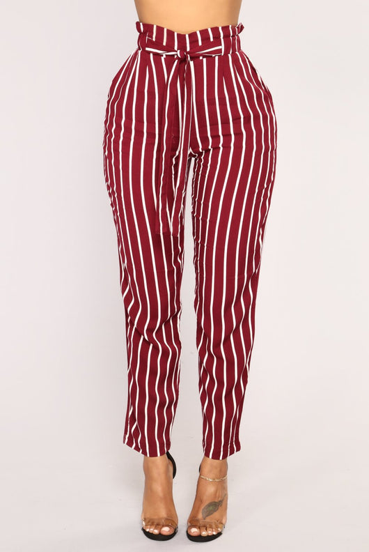 Pantalón Casual a Rayas con Lazo para Mujer - Otoño Invierno - Image 5