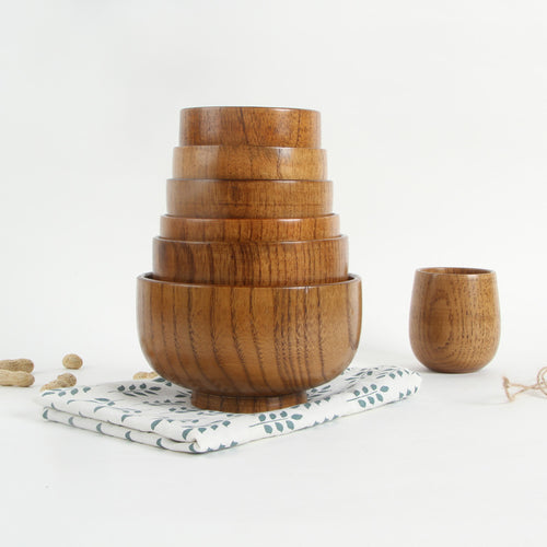 Cuenco de Madera de Azufaifa Estilo Japonés Natural