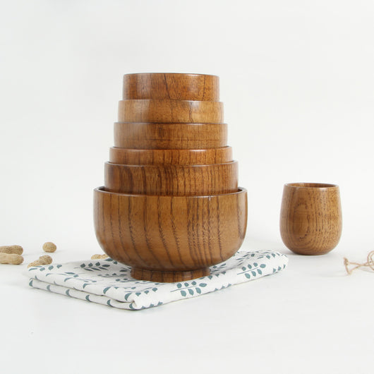 Cuenco de Madera de Azufaifa Estilo Japonés Natural