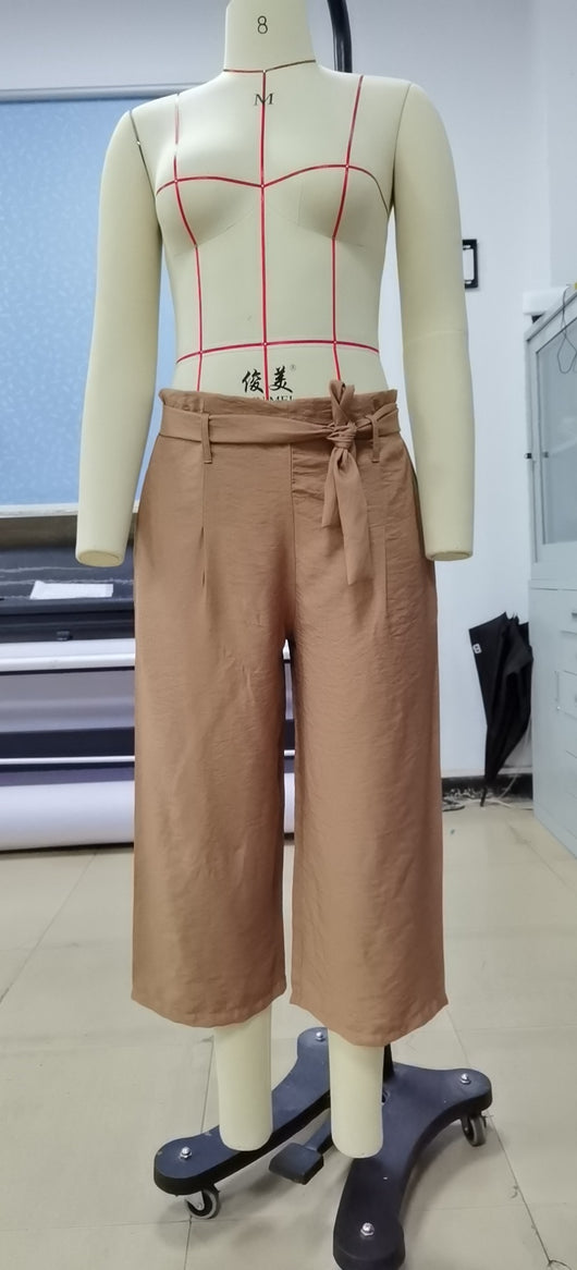Pantalón Casual de Cintura Alta con Cinturón Multicolor en Algodón Lino - Image 16