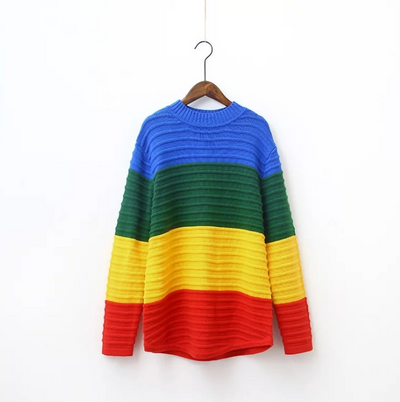 Suéter Tejido Arcoíris Degradado de Cuello Alto para Mujer - Image 6