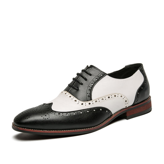 Zapatos Brogues Estilo Británico con Cordones y Detalles en Contraste para Hombre