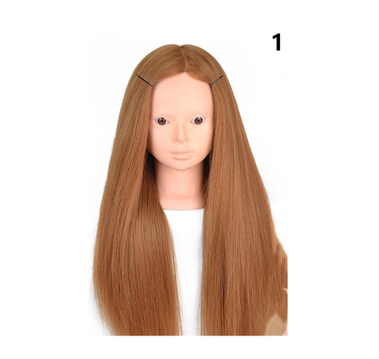 Cabeza de Práctica para Peluquería con Cabello Natural