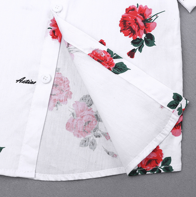 Conjunto de Verano para Niños: Polo Floral Manga Corta con Shorts Rojo - Image 4
