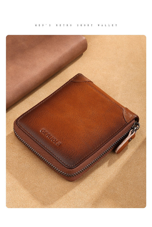 Cartera de Cuero Genuino para Hombre con Múltiples Compartimientos y Cierre de Cremallera - Image 19