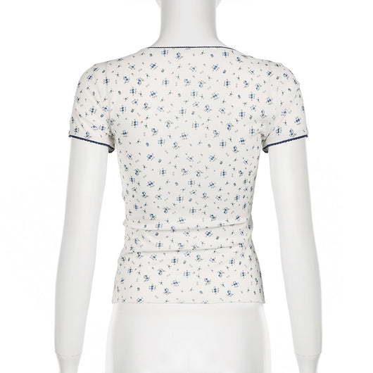Blusa Manga Corta con Cuello Cuadrado, Pliegues y Moño de Encaje - Image 15