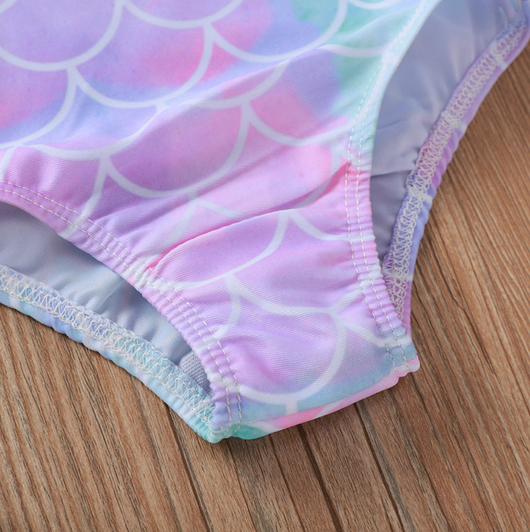 Traje de baño una pieza para niña con estampado de escamas de pez - Image 5