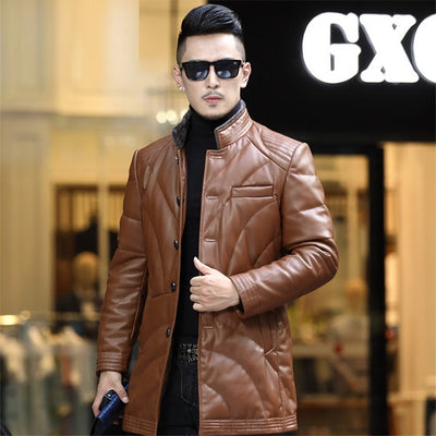 Chaqueta de Cuero y Plumón para Hombre Haining