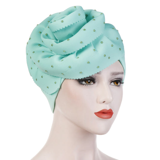 Gorro de Algodón Espacial con Punta de Cerámica Floral