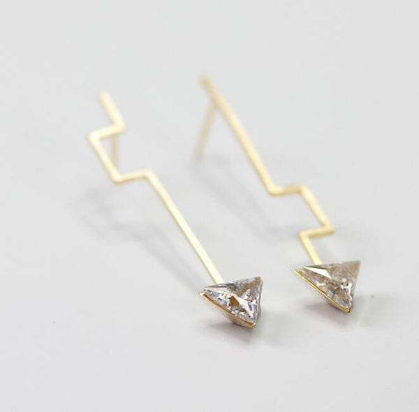 Aretes de Plata 925 con Circonia Cúbica - Diseño Asimétrico Minimalista Hecho a Mano