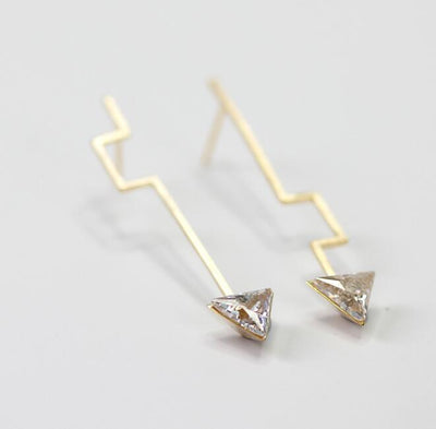 Aretes de Plata 925 con Circonia Cúbica - Diseño Asimétrico Minimalista Hecho a Mano