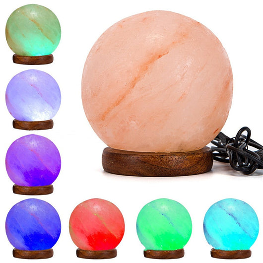 Lámpara de Sal Esférica Colorida con USB