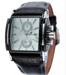 Reloj Pulsera de Cuero Cuadrado para Hombre