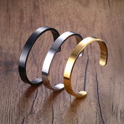 Pulsera de Acero Inoxidable Grabada con Láser - Brazalete Elegante en Forma C - Image 5