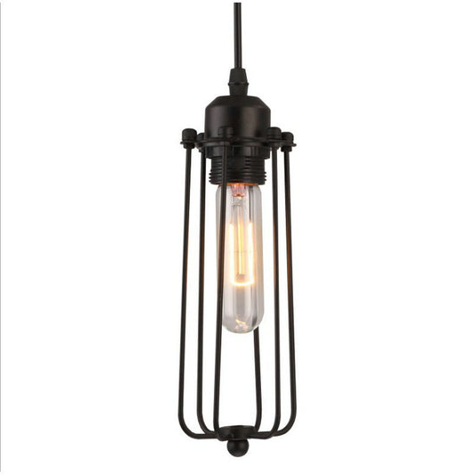 Lámpara Colgante Industrial Jaula de Hierro Forjado - Estilo Retro Rústico