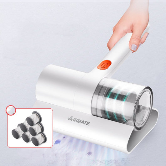 Green Airmate handheld mite removal instrument with transparent dust cup and six replacement filters. - Image 8