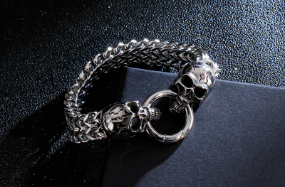 Pulsera de Acero Titanio Calavera Dominante - Image 13