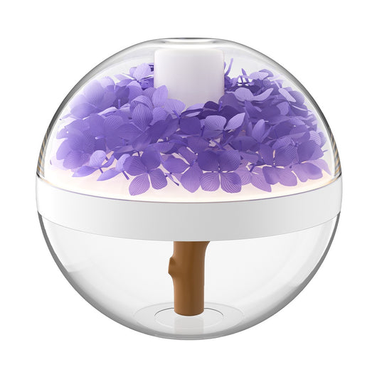 Pink round mini humidifier with clear dome, decorative pink flowers, and a light-up base, ideal for desktop or bedroom. - Image 8
