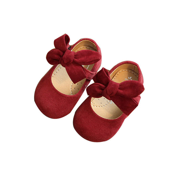 Zapatos de Cuero para Bebé Niña Primavera Otoño - Suela Suave Antideslizante con Moño
