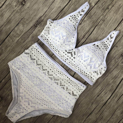 Bikini Enterizo de Cintura Alta con Detalles de Encaje - Image 4