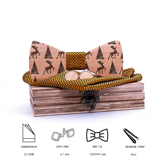 Corbatín de Madera con Diseño de Reno Navideño - Image 3