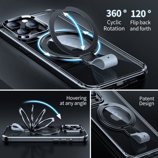 Funda Magnética Transparente con Anillo Giratorio y Soporte Ajustable - Image 3