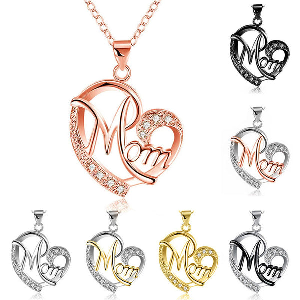 Collar de Diamantes Corazón Separación de Colores para Mamá - Diseño Europeo Americano