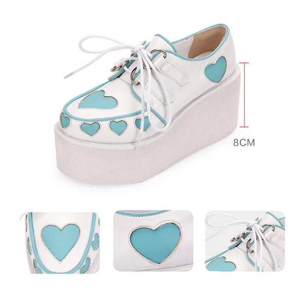 Plataforma Harajuku Gótica Corazón - Zapato Pancake de Moda