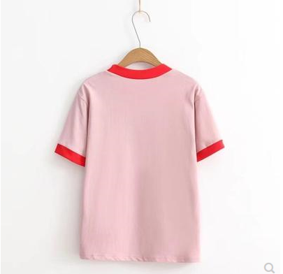 Playera Cuello Redondo Manga Corta Bicolor con Detalles en Contraste - Image 6