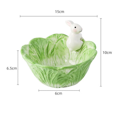 Vajilla Infantil de Cerámica Pintada a Mano con Animales Lindos de Pascua - Platos y Tazones para Ensaladas, Frutas y Postres - Image 12