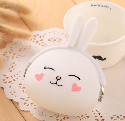 Monedero de Silicona Kawaii Conejo - Bolsa Multiusos Colores Pastel - Image 4