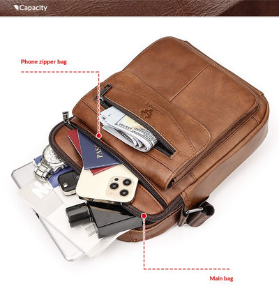 Mochila de Cuero Genuino para Hombre - Diseño Crossover Moderno - Image 9