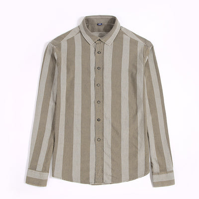 Camisa Casual de Rayas Anchas Estilo Japonés para Hombre - Image 13