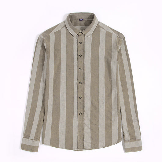 Camisa Casual de Rayas Anchas Estilo Japonés para Hombre - Image 13
