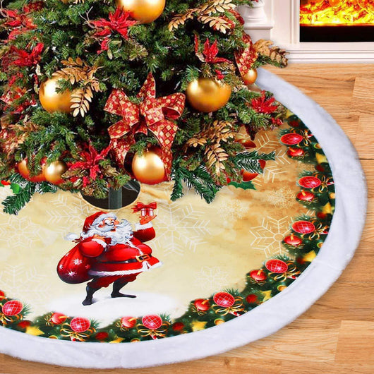 Falda Protectora para Base de Árbol Navideño 98cm - Diseño Papá Noel Franela - Image 7