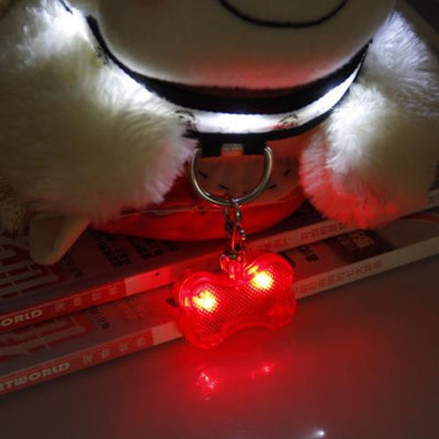 Placa de Identificación LED Forma Hueso para Mascotas - Collar de Seguridad Luminoso