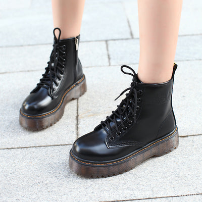 Botas Martin de Cuero Charol con Suela Gruesa - Estilo Punk para Mujer - Image 3