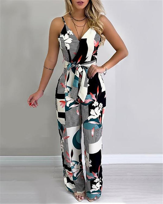 Jumpsuit Ancho con Tirantes Estampados