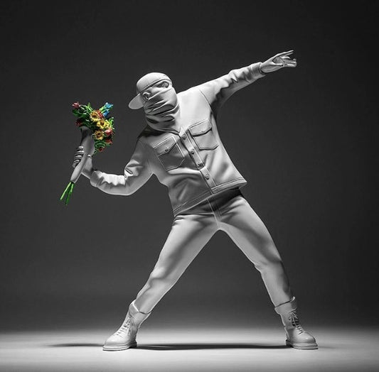 Escultura Decorativa Banksy Flower Boy - Arte Urbano para tu Hogar