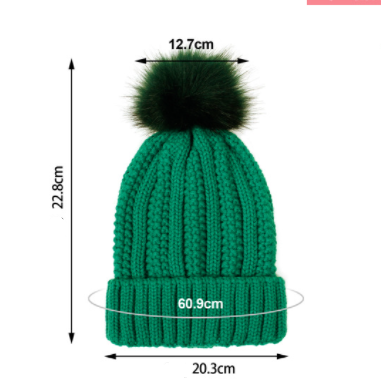 Gorro Tejido de Invierno con Pompón de Pelaje Sintético para Mujer - Image 13
