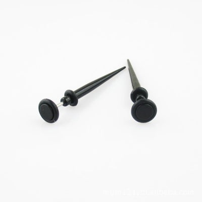 Aretes largos de aguja con punta redonda en negro - Image 4